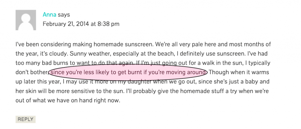 crazy DIY sunscreen comment